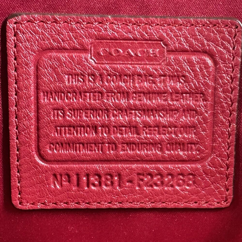 Coach F23268 Red Leather Carryall Tote Satchel Large Turn Lock Strap - Picture 7 of 12